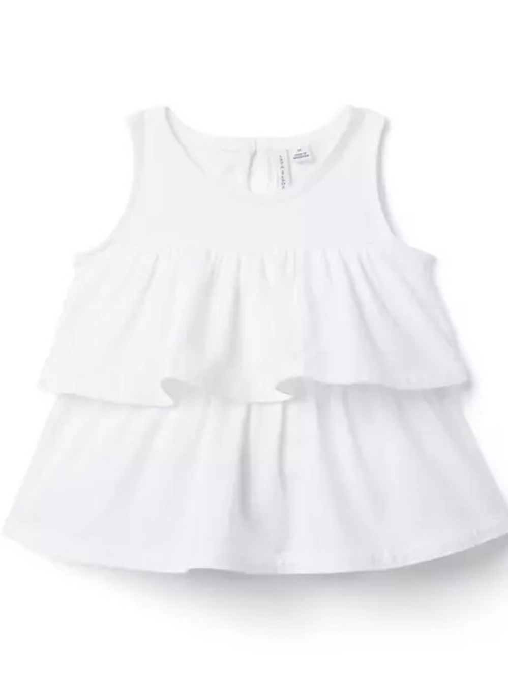 Janie and Jack White Double-Layer tiered jersey ruffle Tank Top